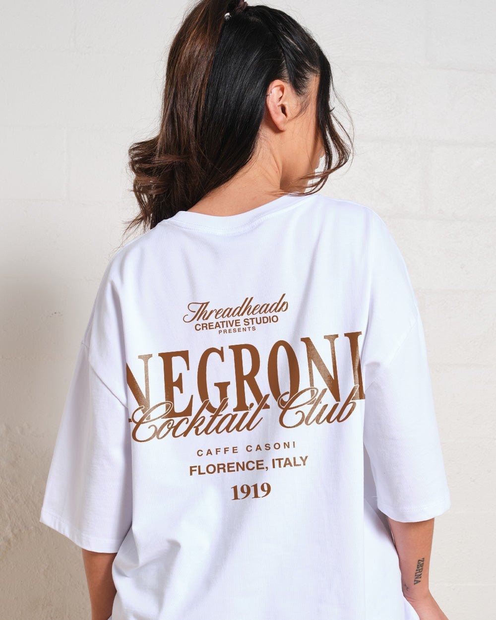 Negroni Cocktail Club Oversized Graphic Tee Unisex 90s Boxy Fit 100% Combed Cotton