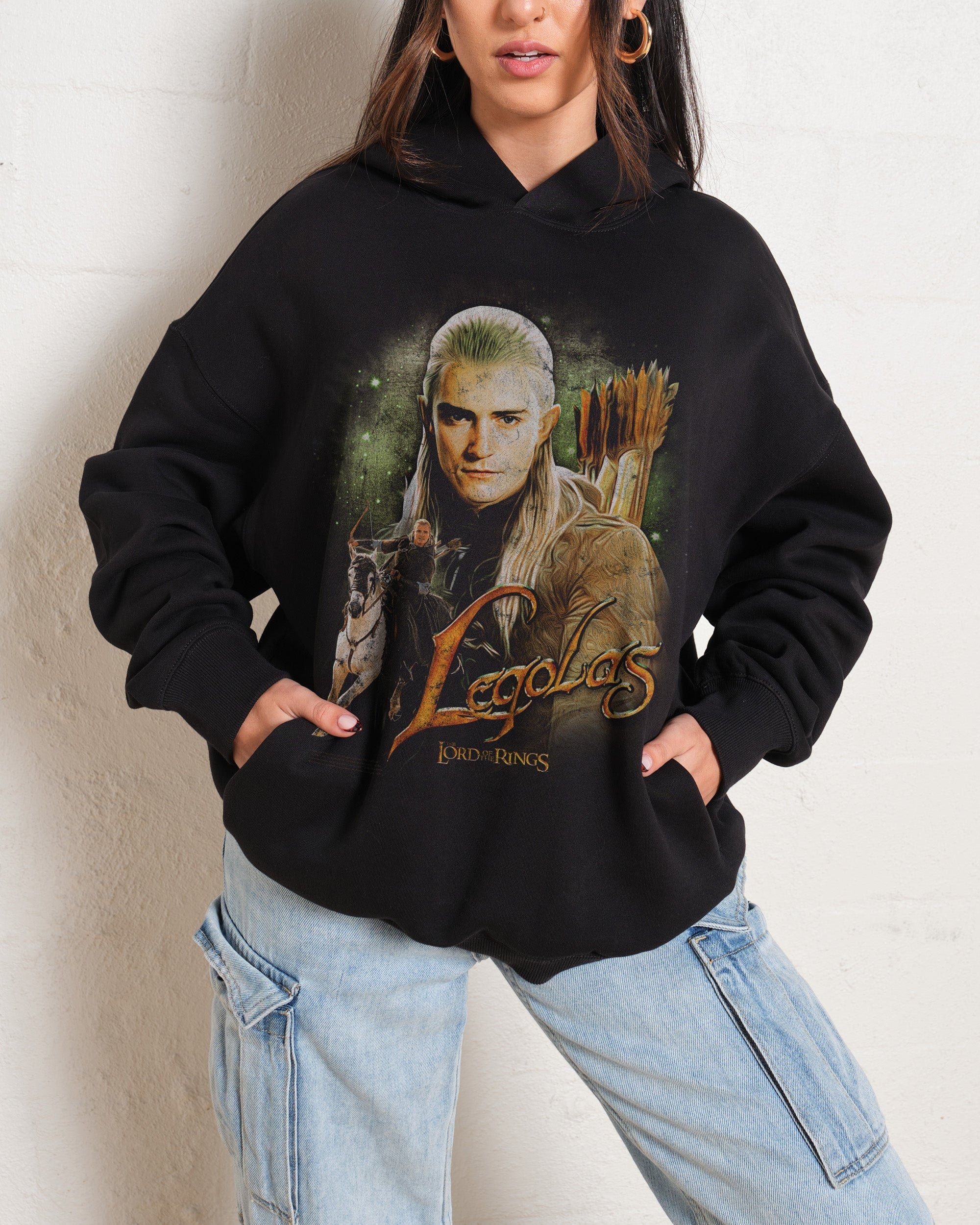 Vintage Legolas Hoodie Lord of the Rings Unisex 90s Boxy Fit Cotton Poly Blend
