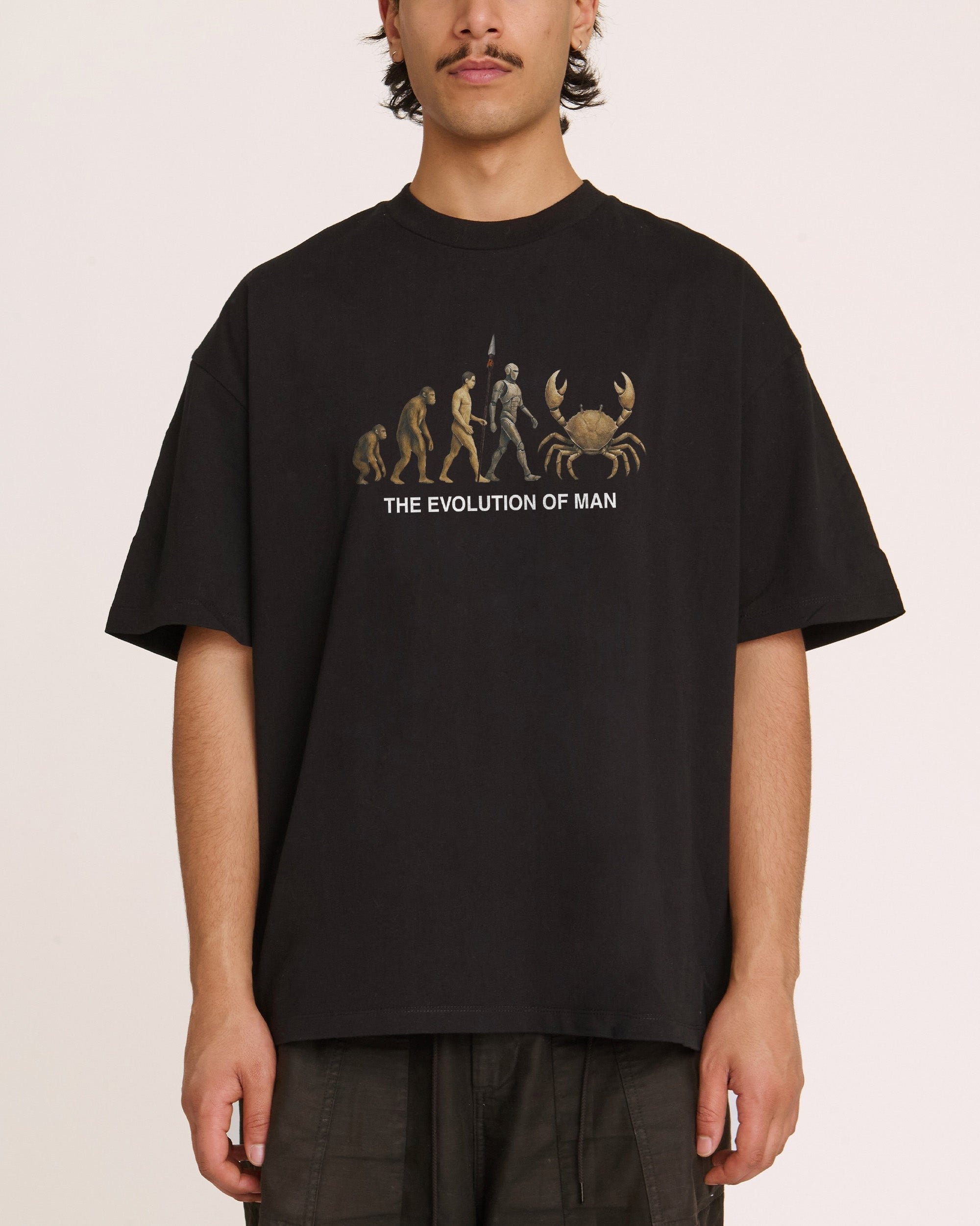 Evolution of Man Oversized Graphic Tee Unisex 90s Boxy Fit 100% Combed Cotton