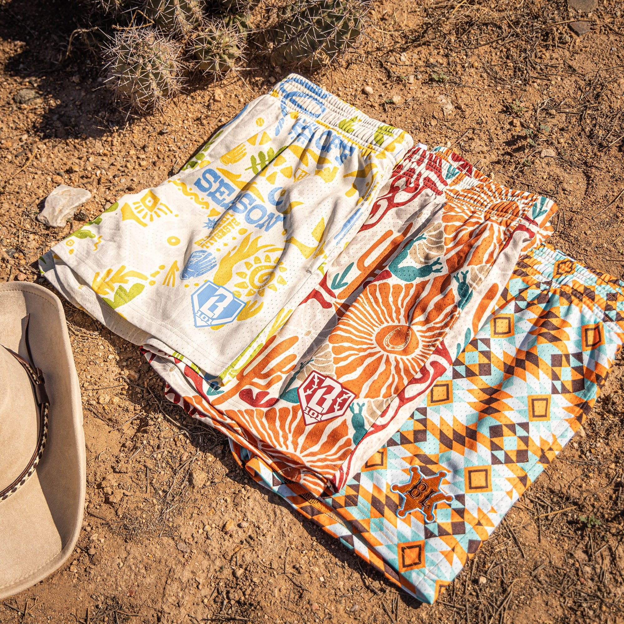 Cactus Curve Mesh Shorts - Allover Pattern, 5" Inseam, Polyester Athletic
