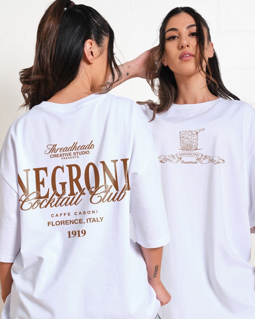 Negroni Cocktail Club Oversized Graphic Tee Unisex 90s Boxy Fit 100% Combed Cotton