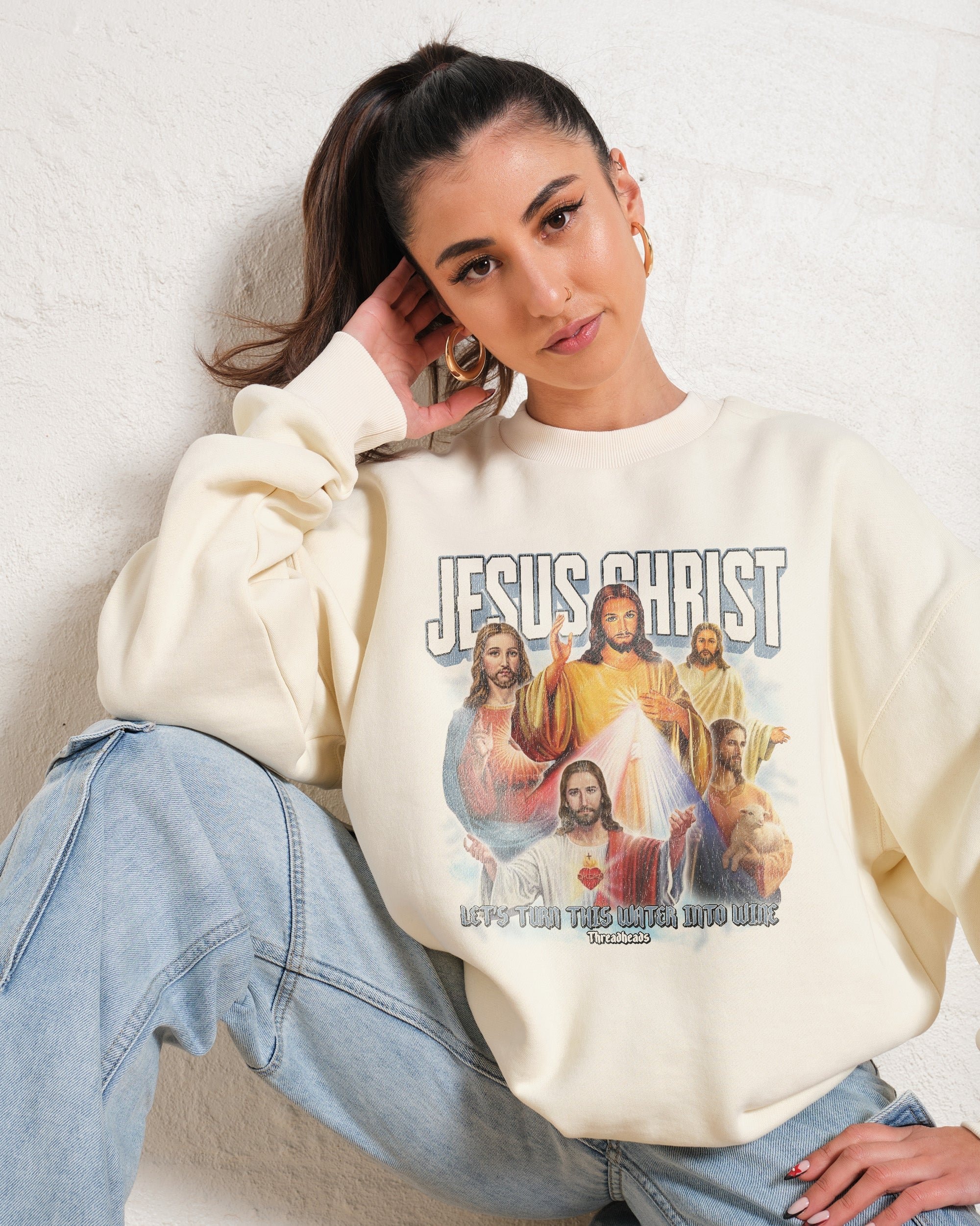 Vintage Jesus Christ Unisex Sweatshirt - 80% Cotton 340gsm Graphic Print