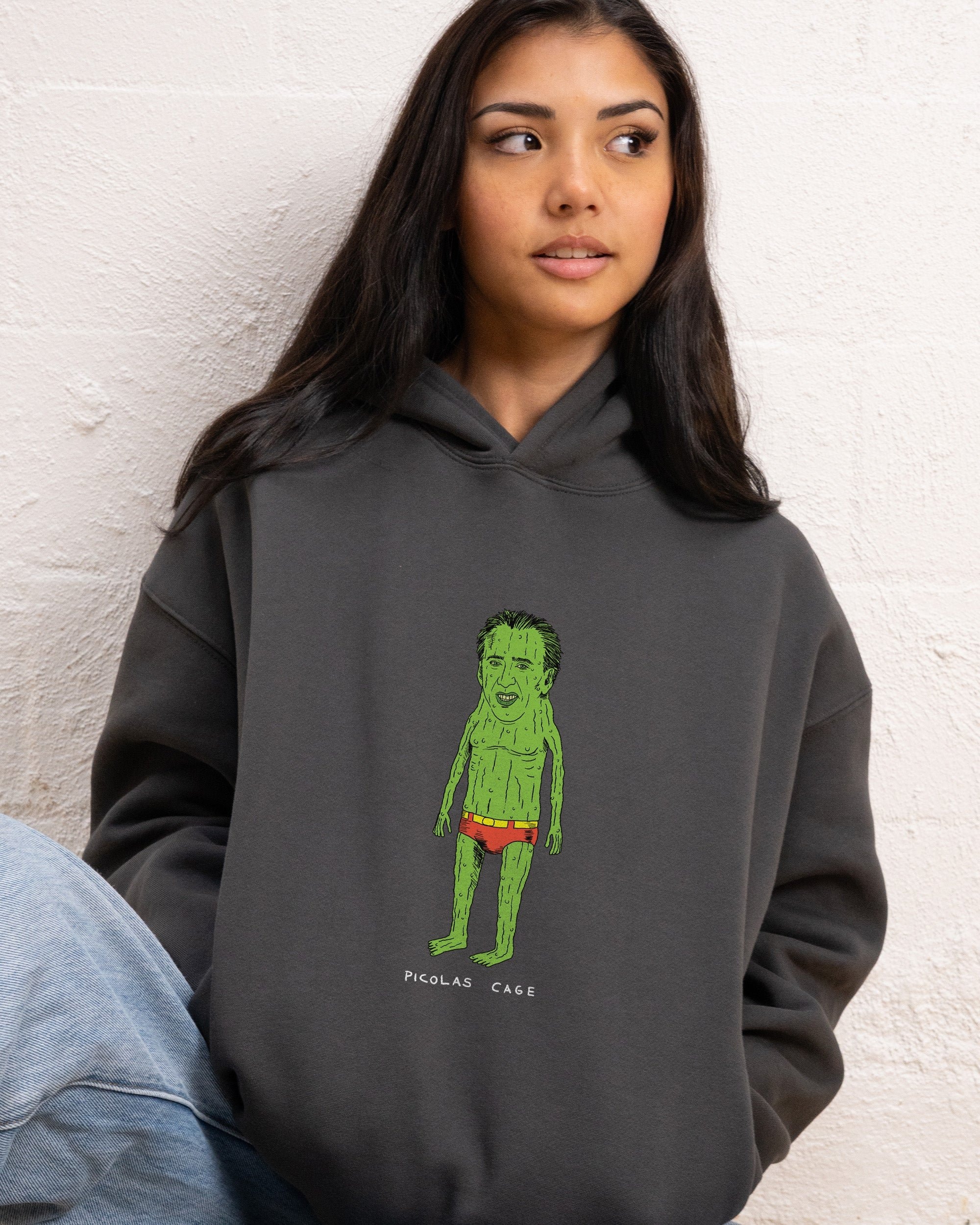 Picolas Cage Graphic Hoodie - Unisex 90s Boxy Fit 340gsm Cotton Poly Blend