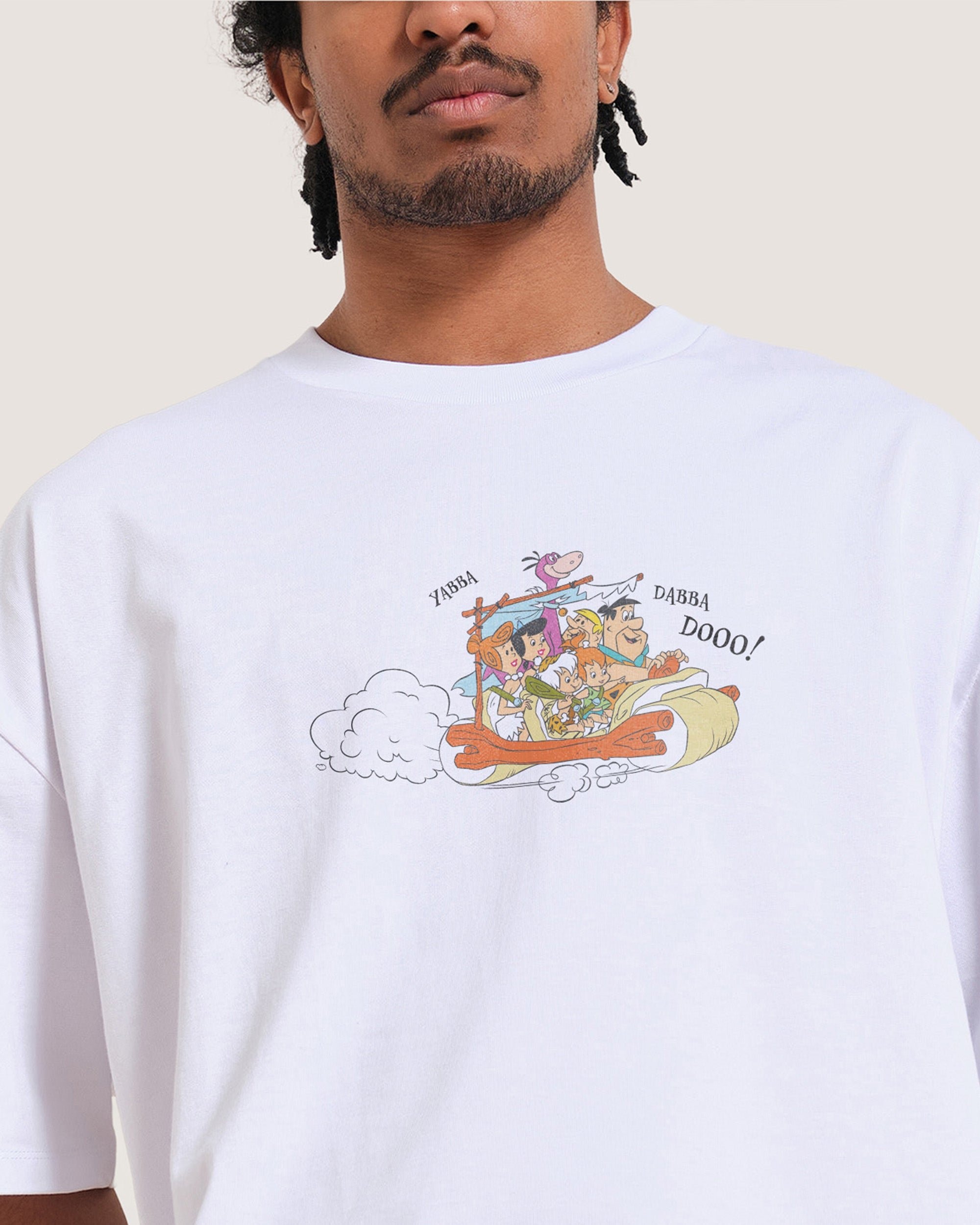 Bedrock Crash Oversized Graphic Tee - The Flintstones Collab Unisex 100% Combed Cotton