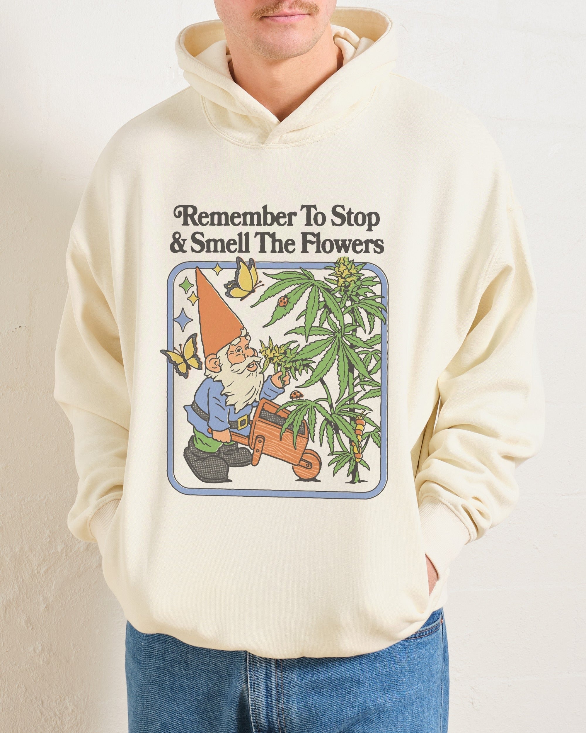 Smell The Flowers Graphic Hoodie Unisex 90s Boxy Fit Cotton Poly Blend