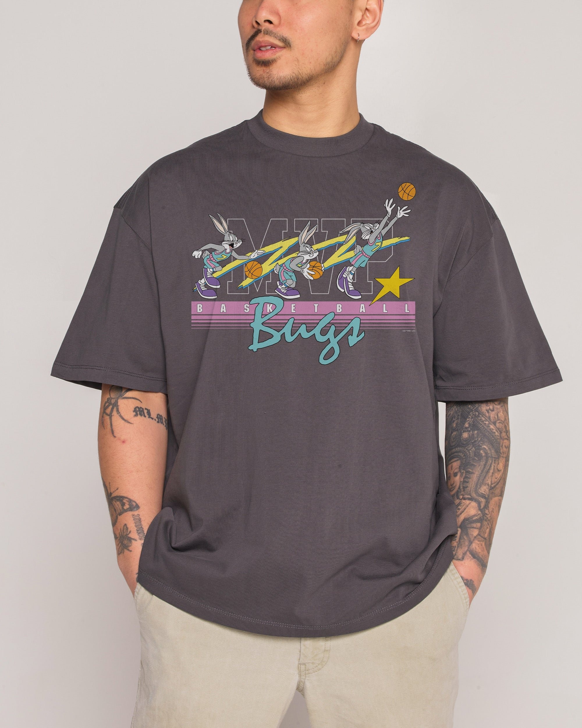 Basket Bugs Oversized Looney Tunes Graphic Tee Unisex 100% Combed Cotton Heavyweight 275gsm