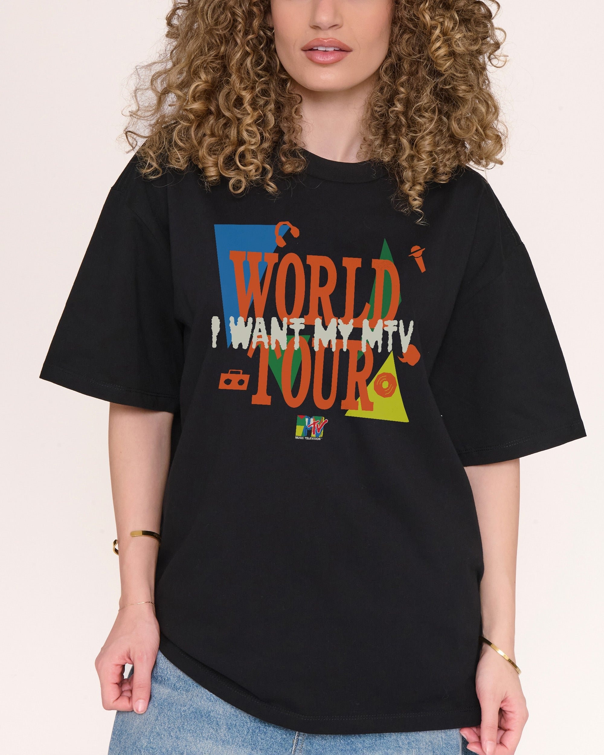 MTV World Tour Oversized Graphic T-Shirt Unisex 90s Boxy Fit 100% Combed Cotton