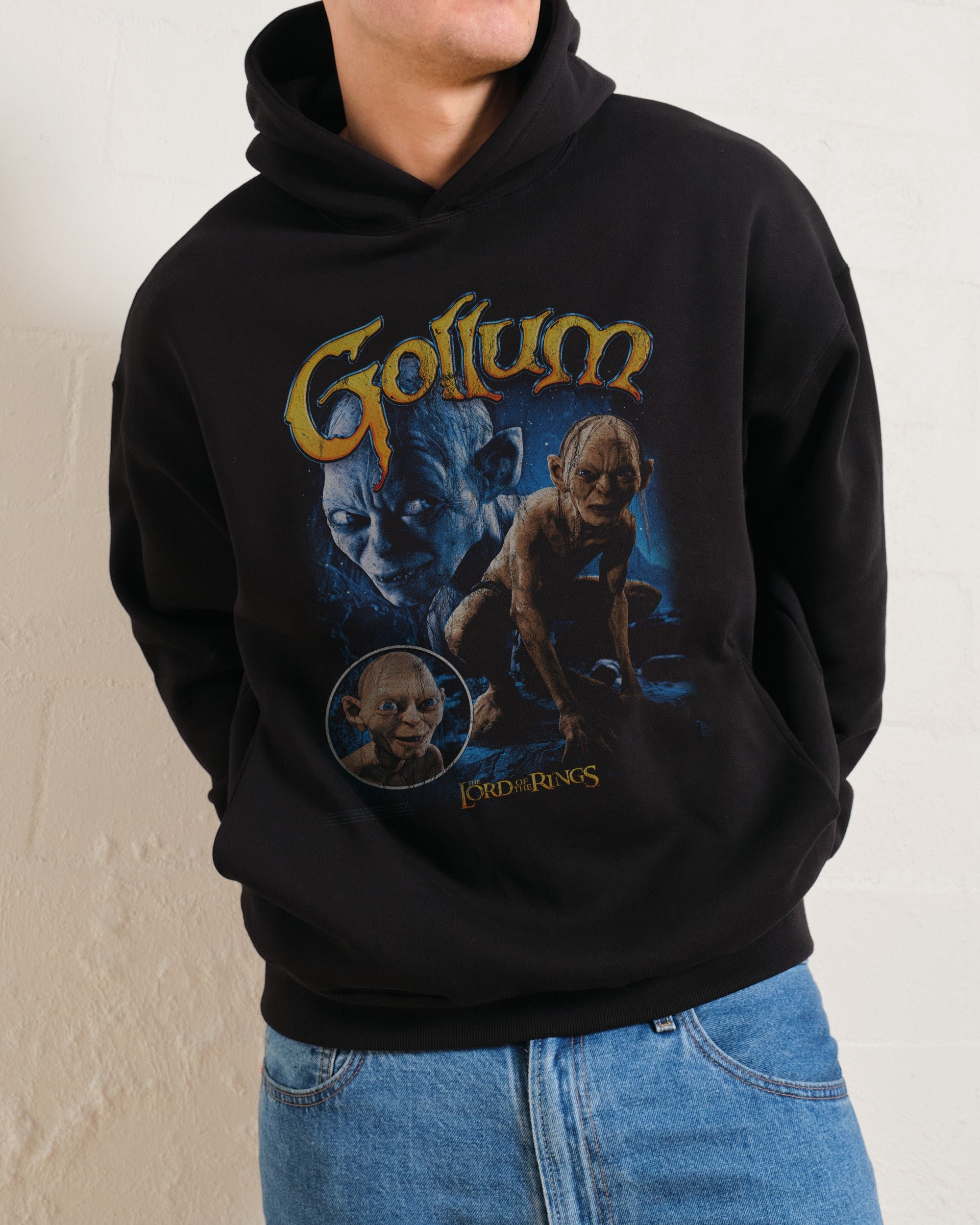 Vintage Gollum Hoodie Lord of the Rings Unisex 90s Boxy Fit 340gsm Cotton Poly Blend