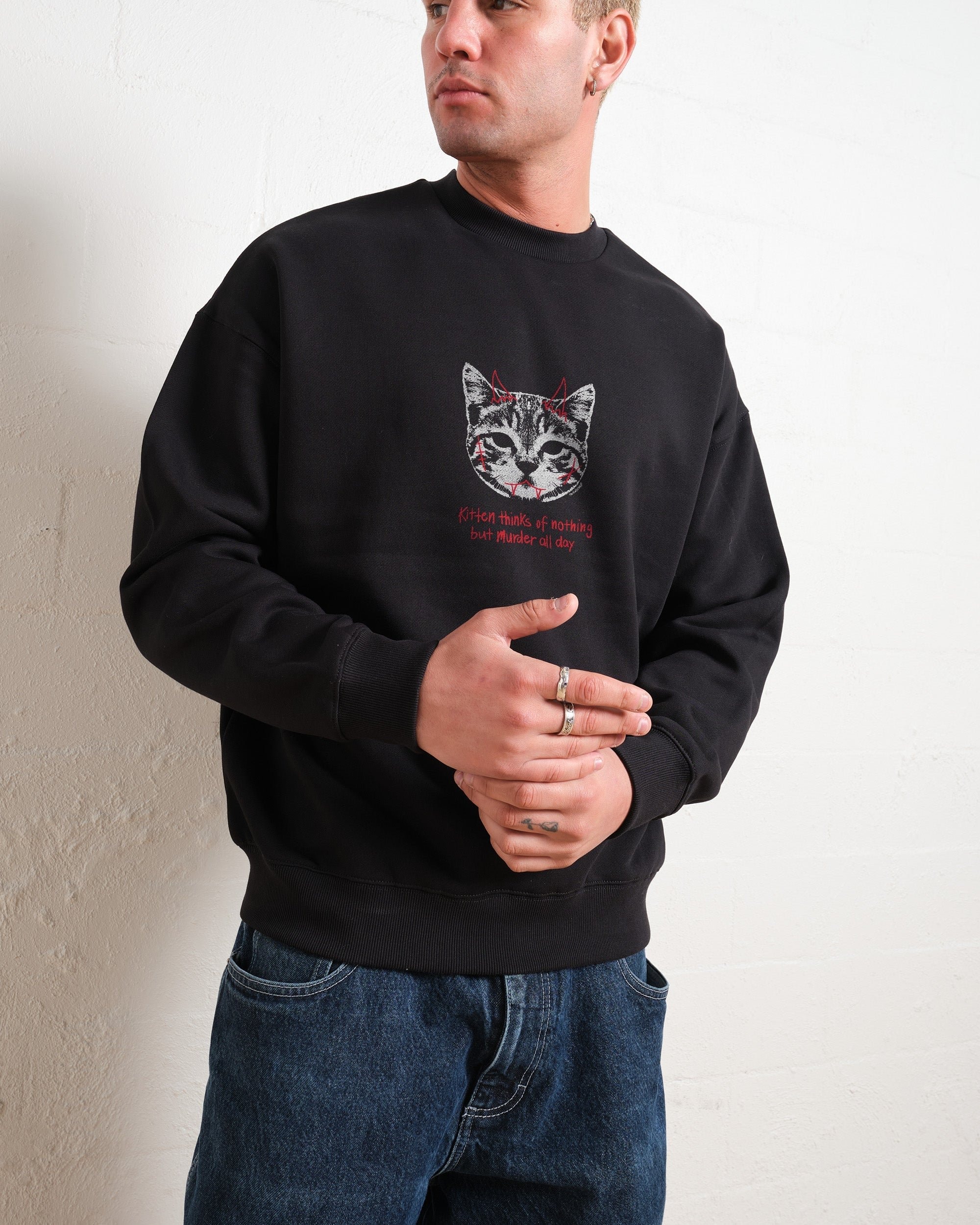 Demon Kitten Graphic Sweatshirt Unisex 80% Cotton 340gsm Thick Fabric Threadheads