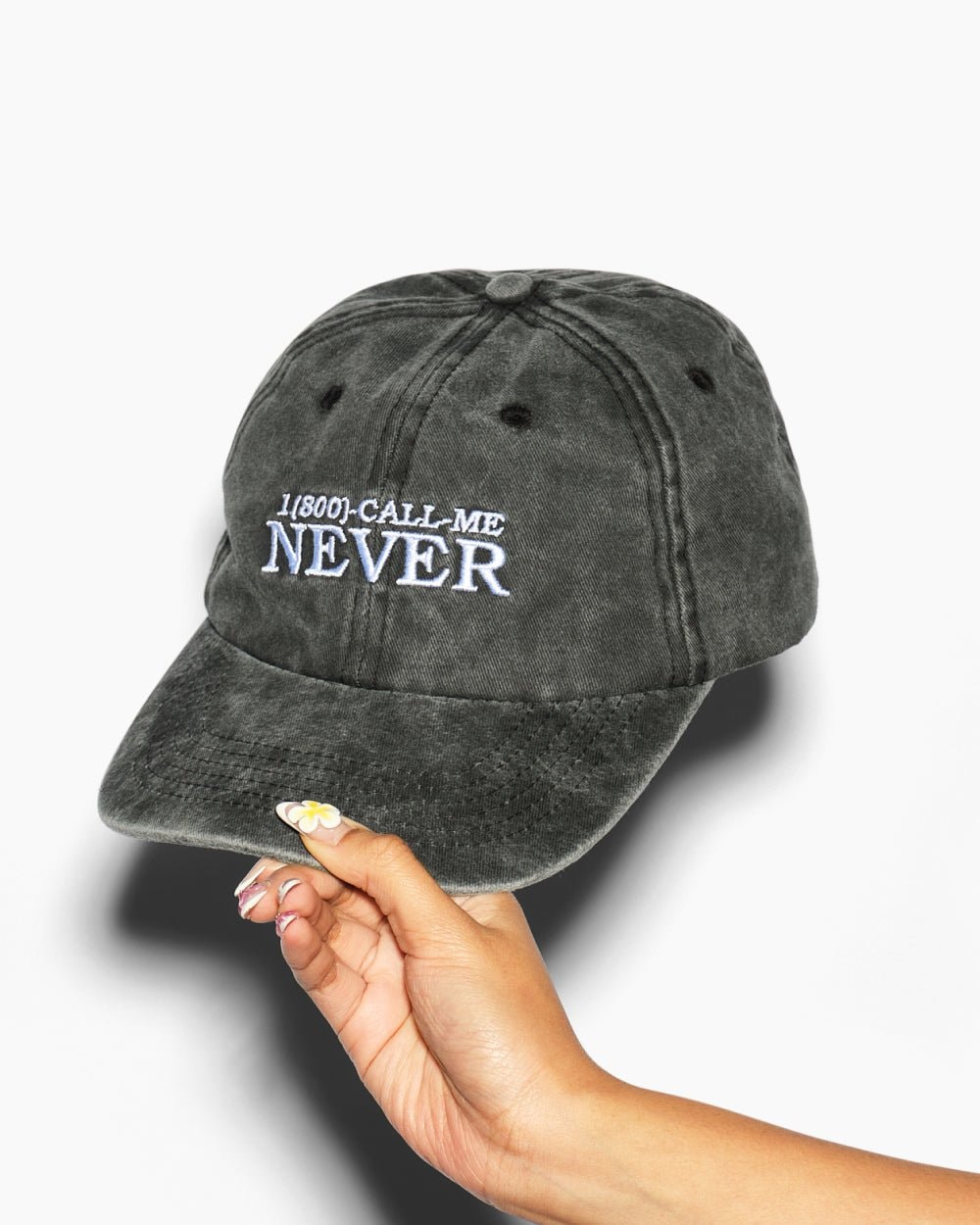 Call Me Never Acid Wash Hat - Premium 100% Cotton Embroidered Unisex Cap