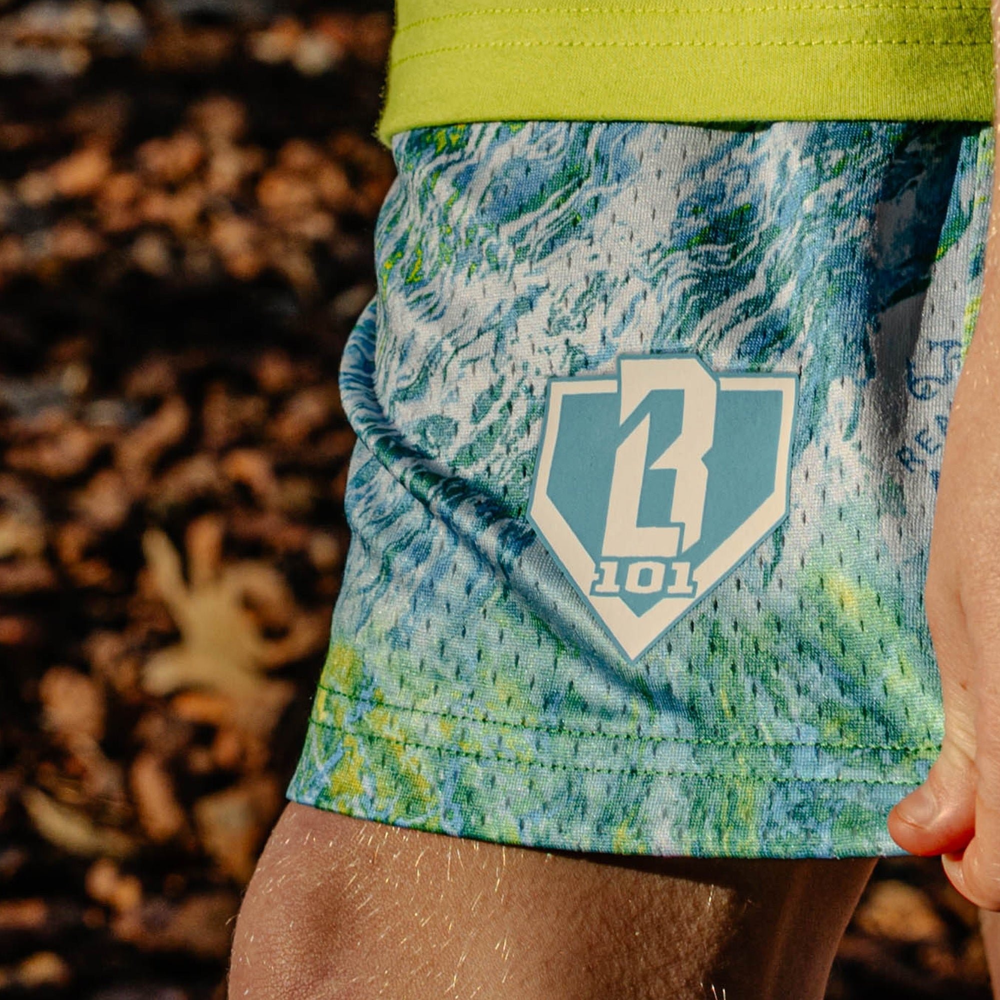 Realtree Aspect Shorts - Teal Camo Mesh Athletic Shorts for Men