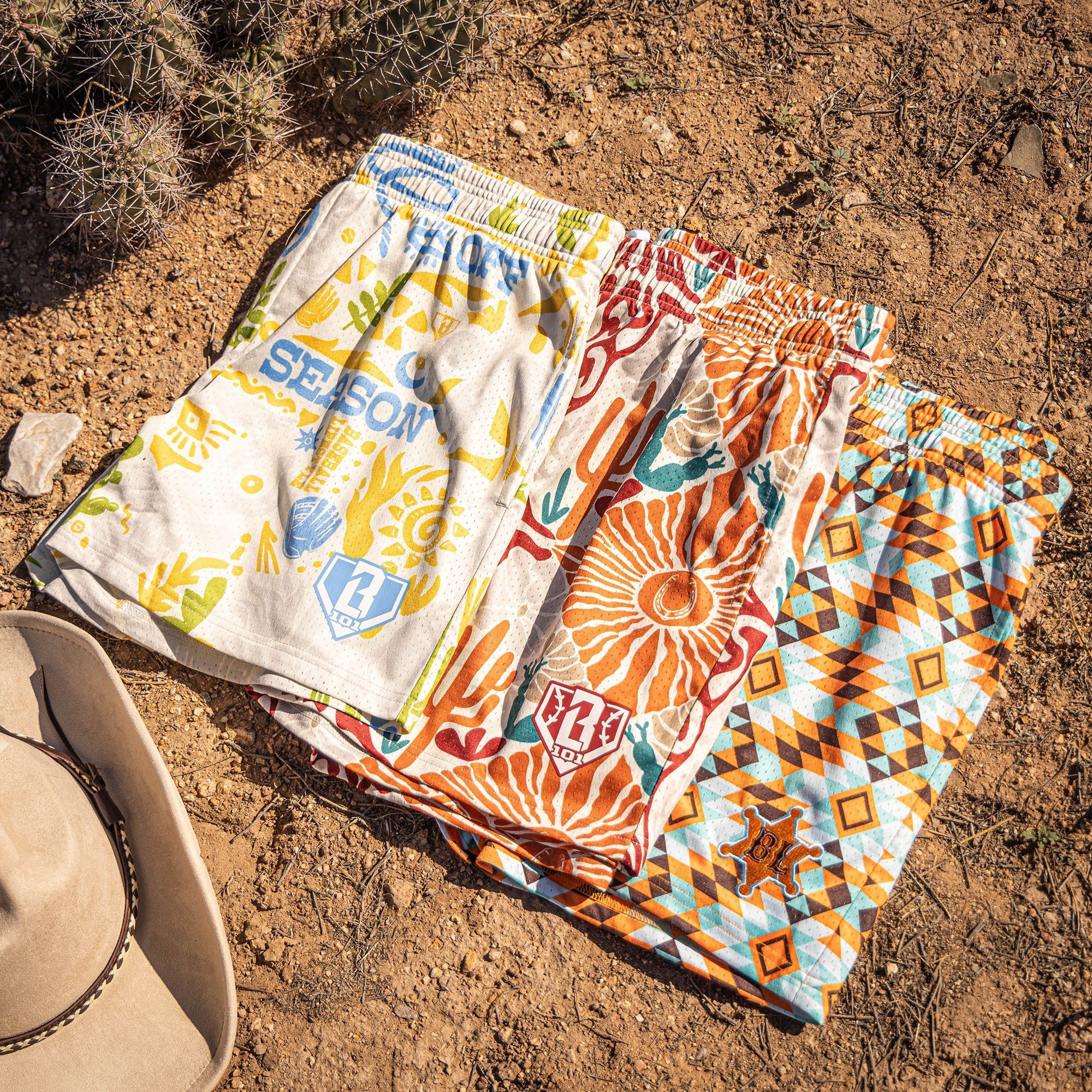 Dust Meets Diamond Youth Mesh Shorts - Southwest Geometric Print, 5" Inseam