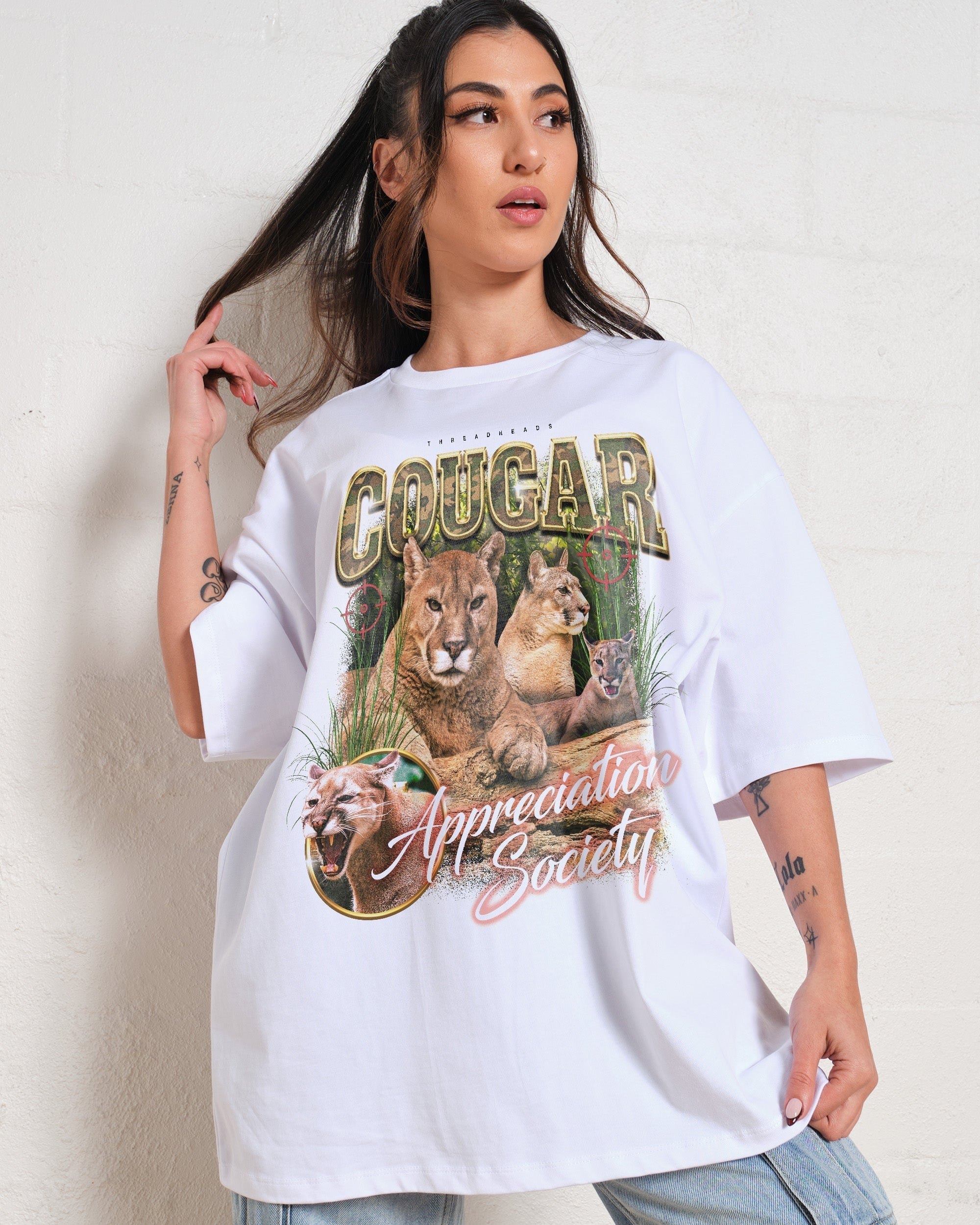 Cougar Appreciation Society Oversized Graphic Tee Unisex 100% Combed Cotton 275gsm