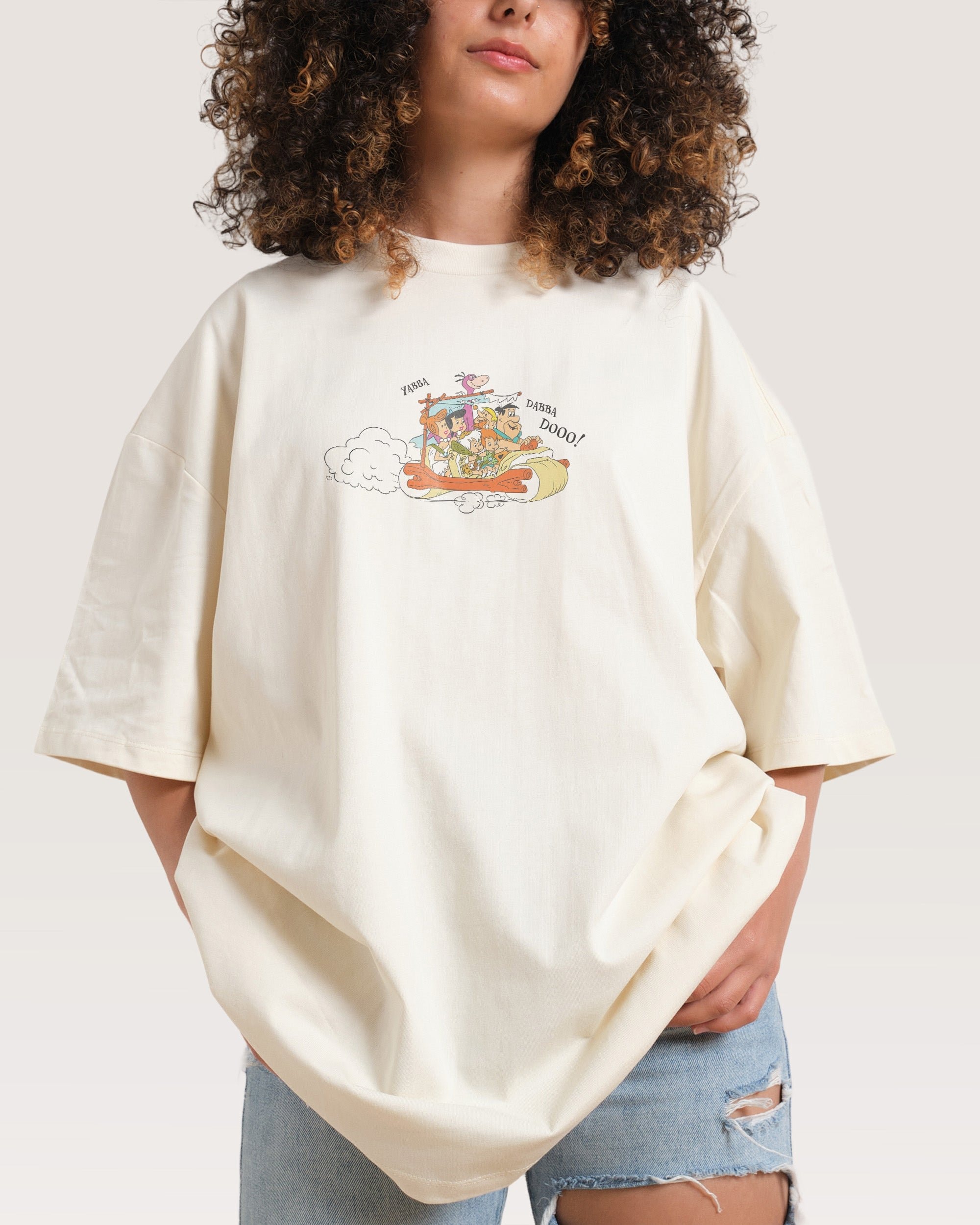 Bedrock Crash Oversized Graphic Tee - The Flintstones Collab Unisex 100% Combed Cotton