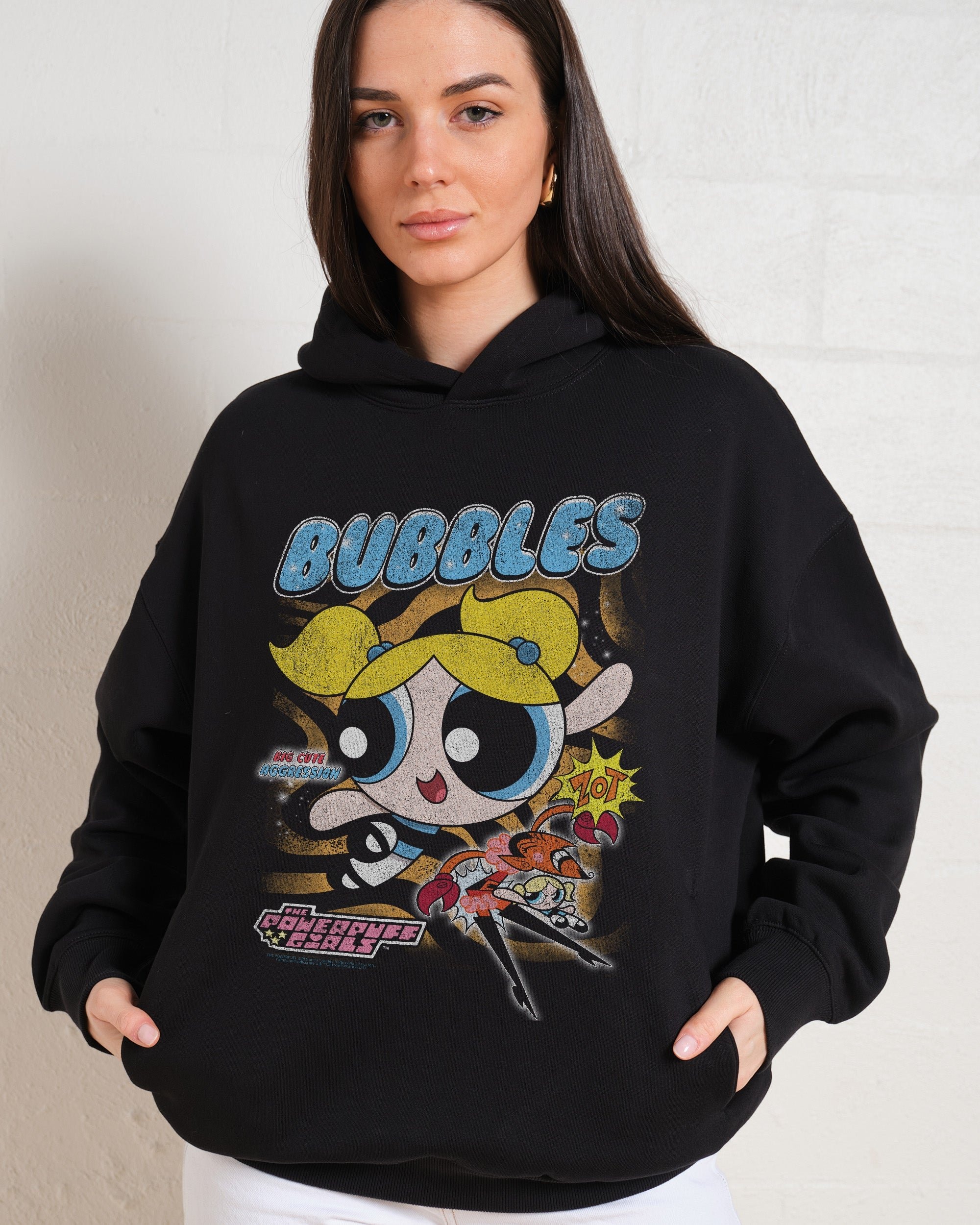 Bubbles Hoodie - Powerpuff Girls Unisex Graphic Hoodie, 90s Boxy Fit, 340gsm Cotton Polyester Blend