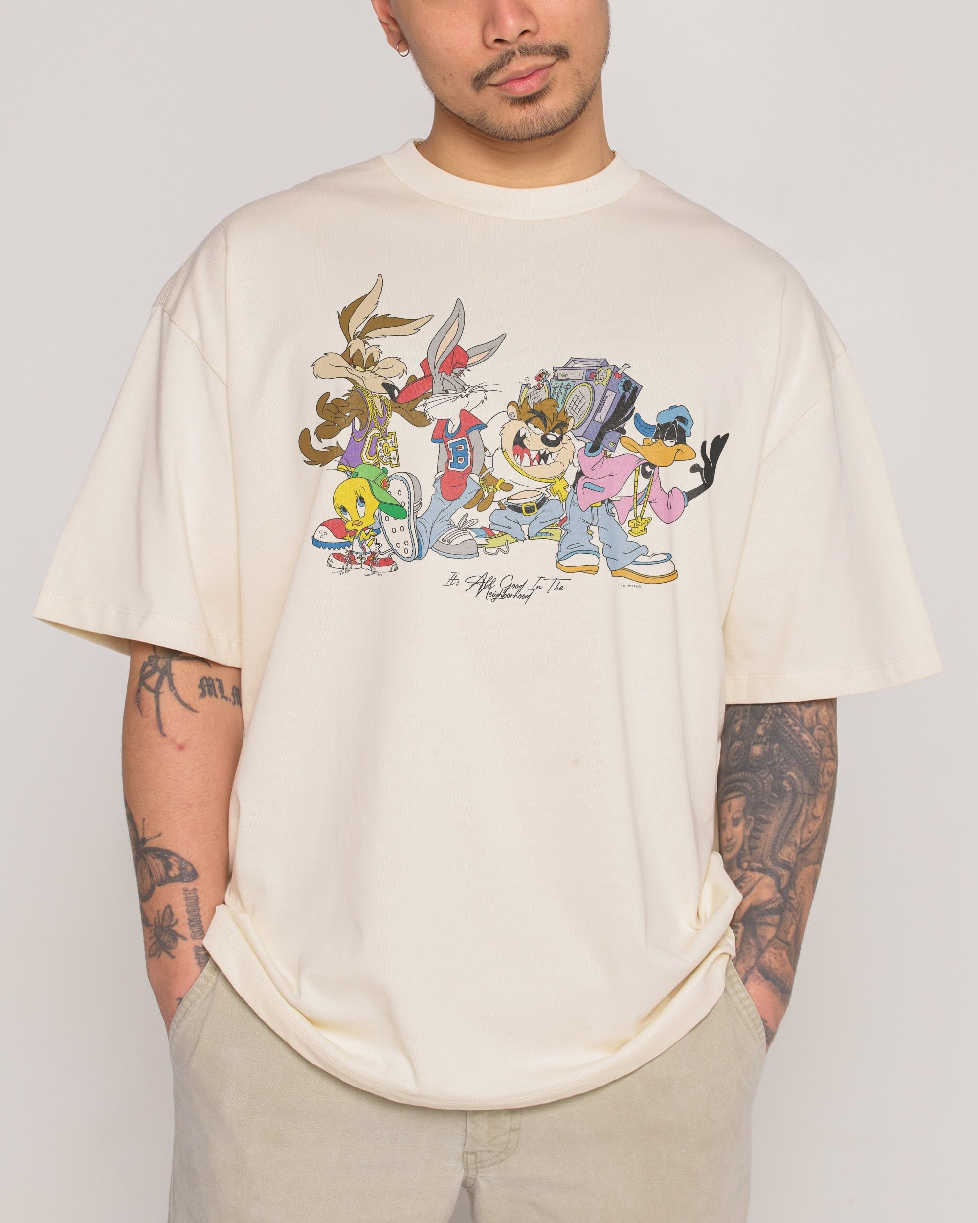 Looney Tunes It's All Good in the Neighborhood Oversized Graphic Tee Unisex 100% Cotton