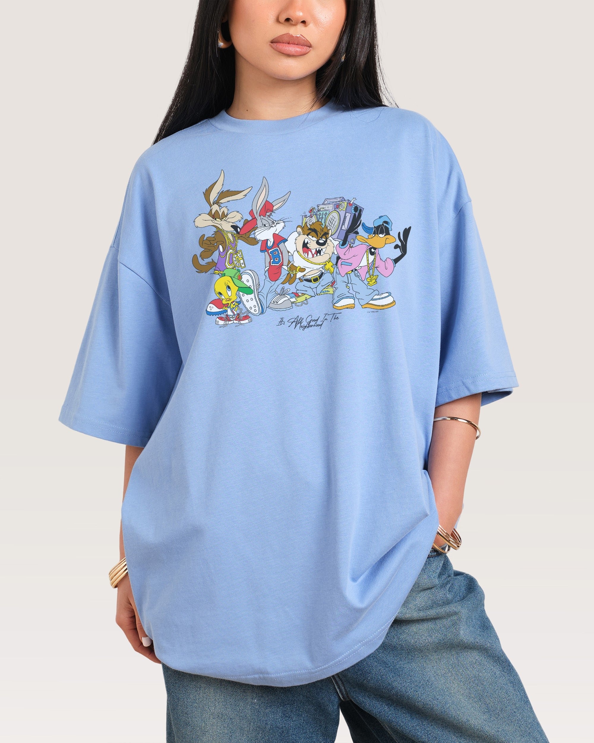 Looney Tunes It's All Good in the Neighborhood Oversized Graphic Tee Unisex 100% Cotton