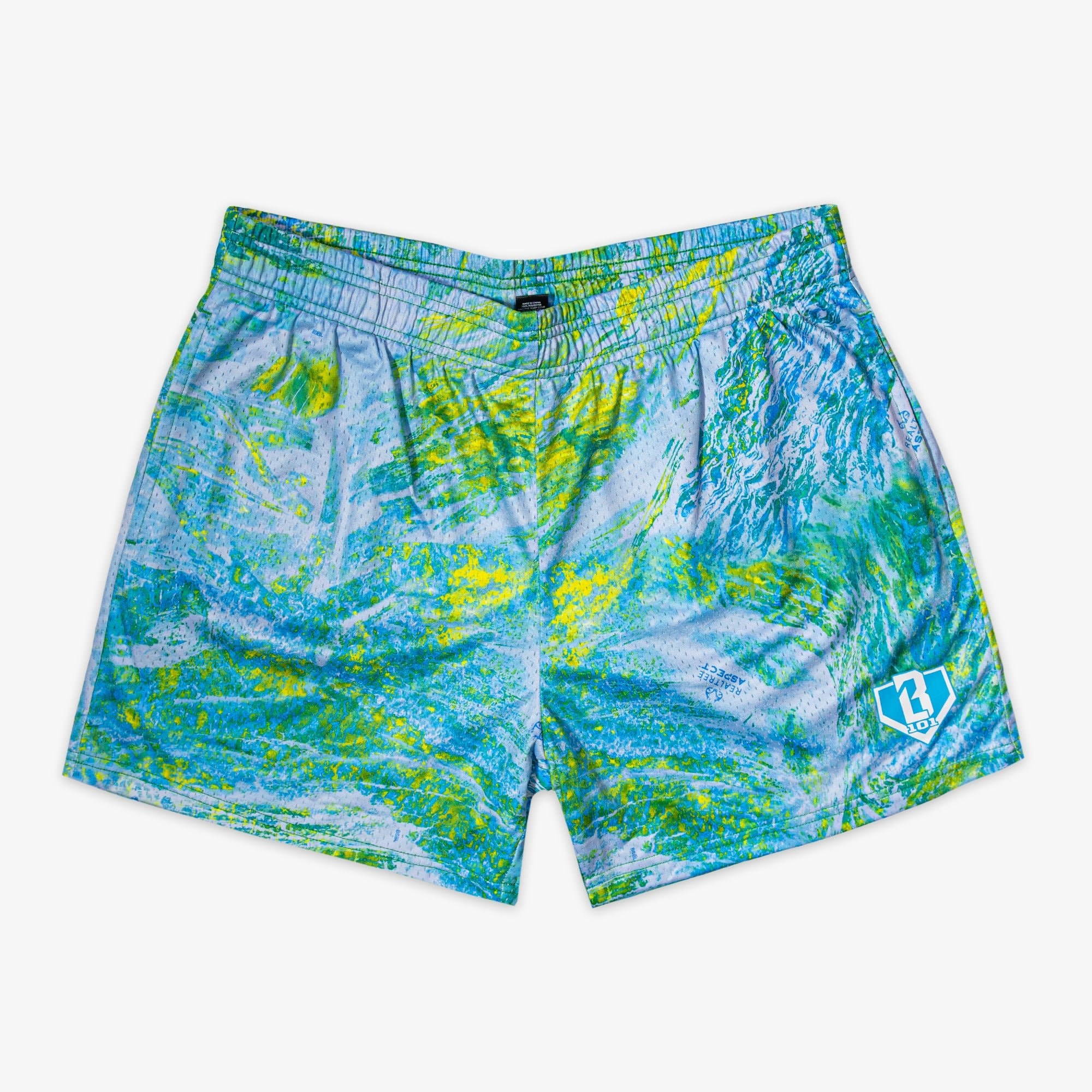 Realtree Aspect Shorts - Teal Camo Mesh Athletic Shorts for Men