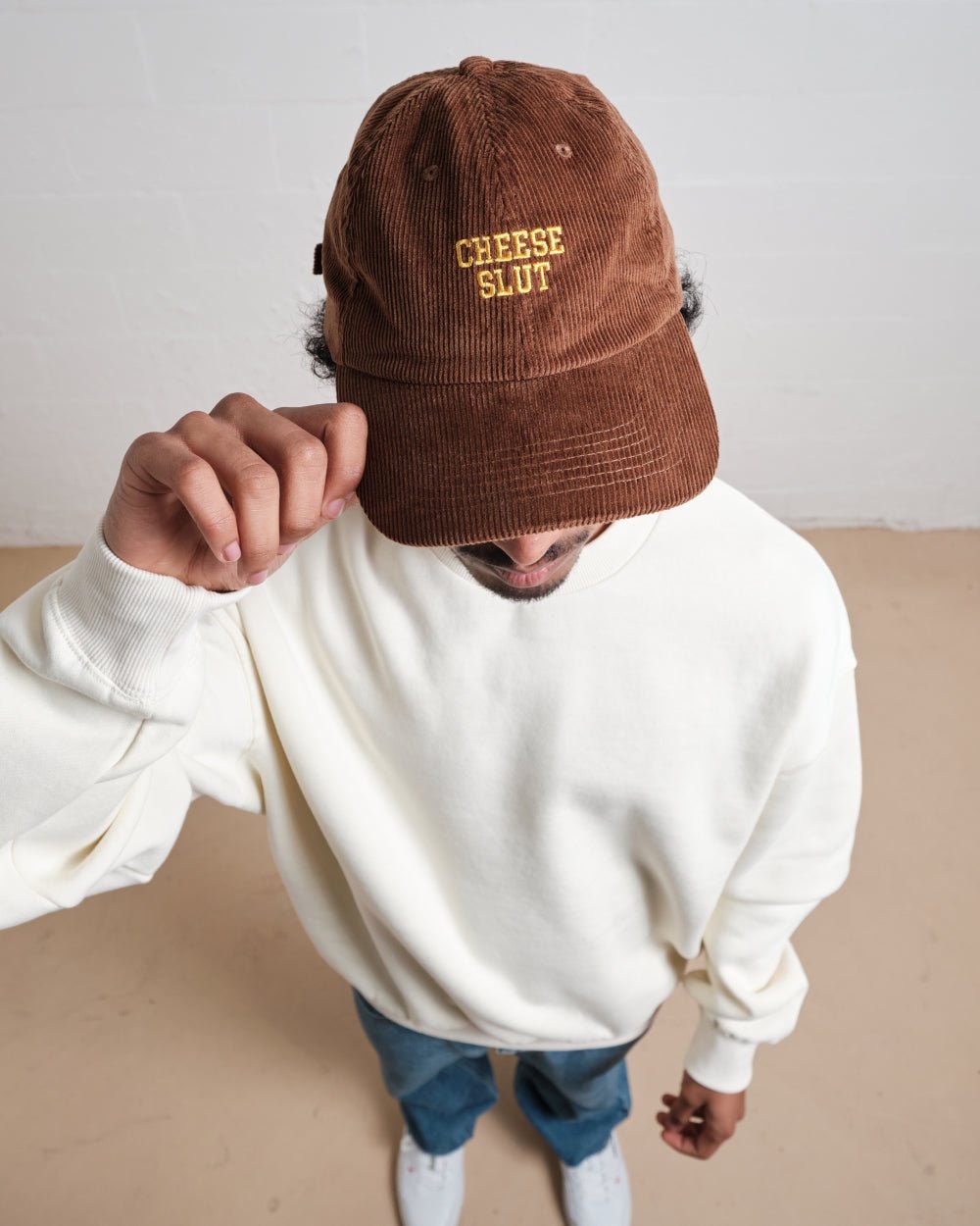 Cheese Slut Embroidered Corduroy Hat - Unisex Adjustable Cotton Cap