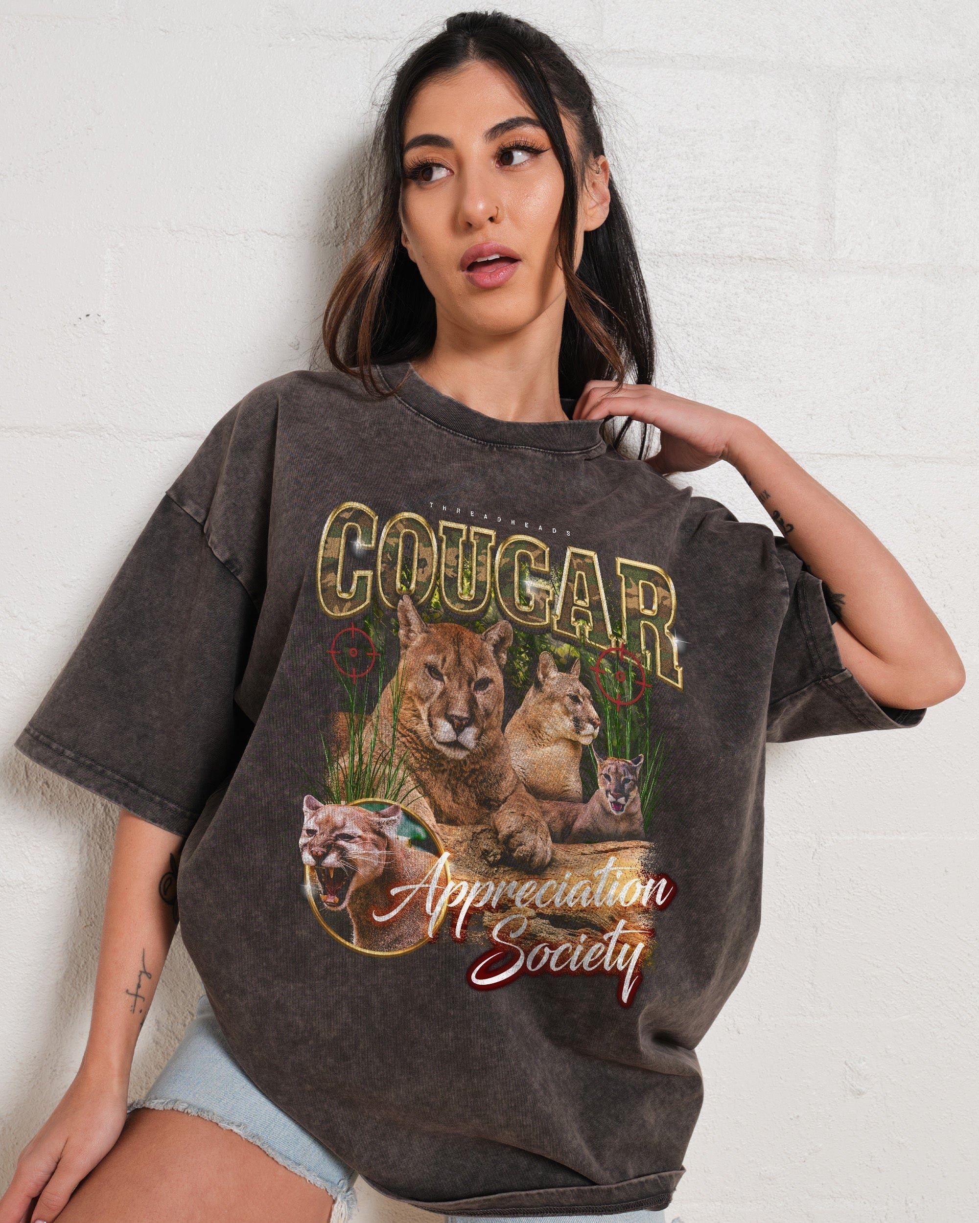 Cougar Appreciation Society Oversized Graphic Tee Unisex 100% Combed Cotton 275gsm