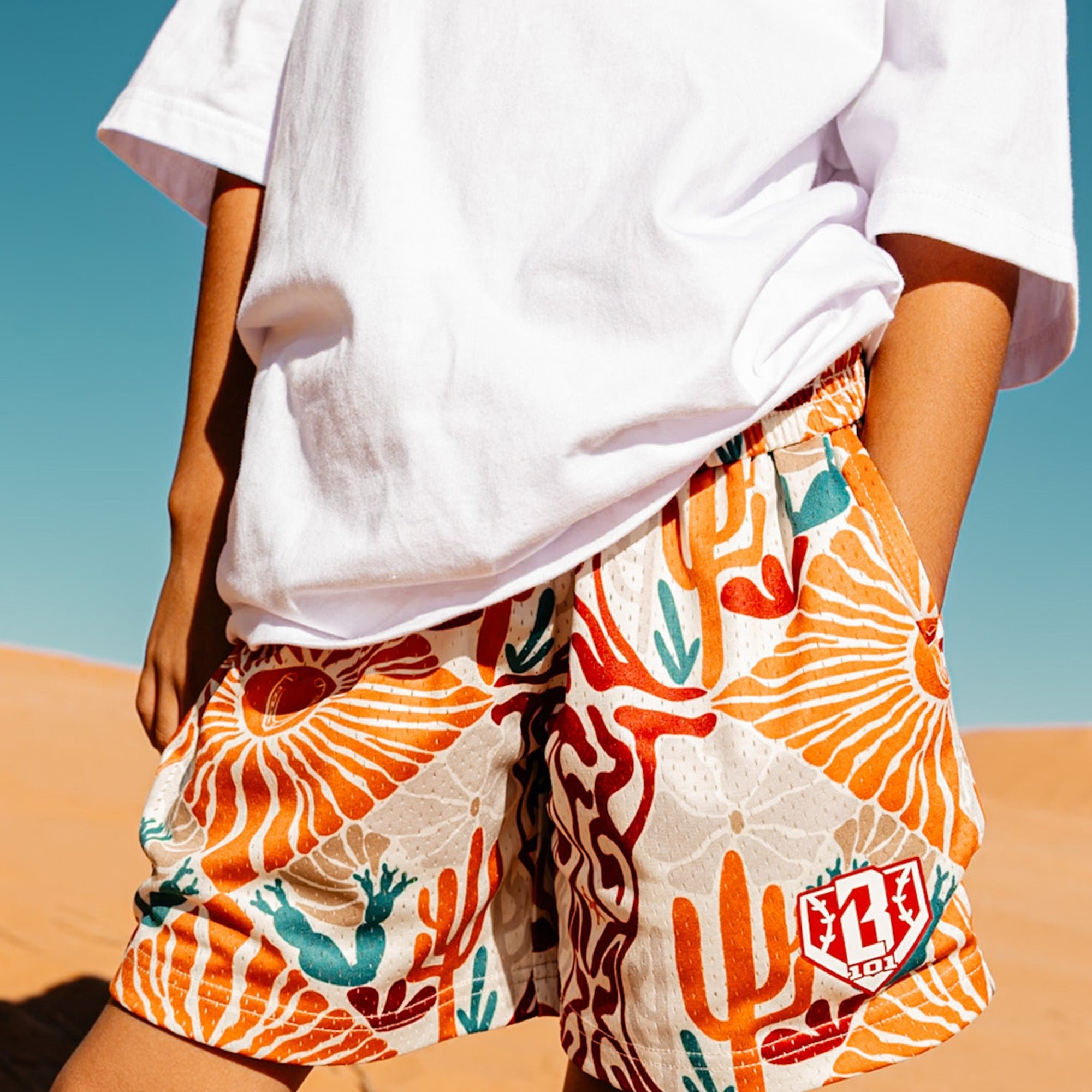 BL101 Outlaw Mesh Shorts - Allover Pattern, Side Pockets, 5" Inseam